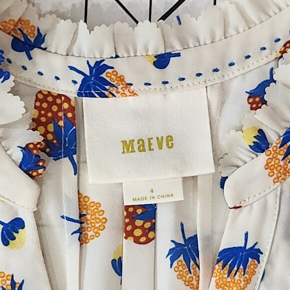 Maeve Anthropologie Strawberry Print Pintuck Sleeveless Top Size 4 EUC - Picture 11 of 13